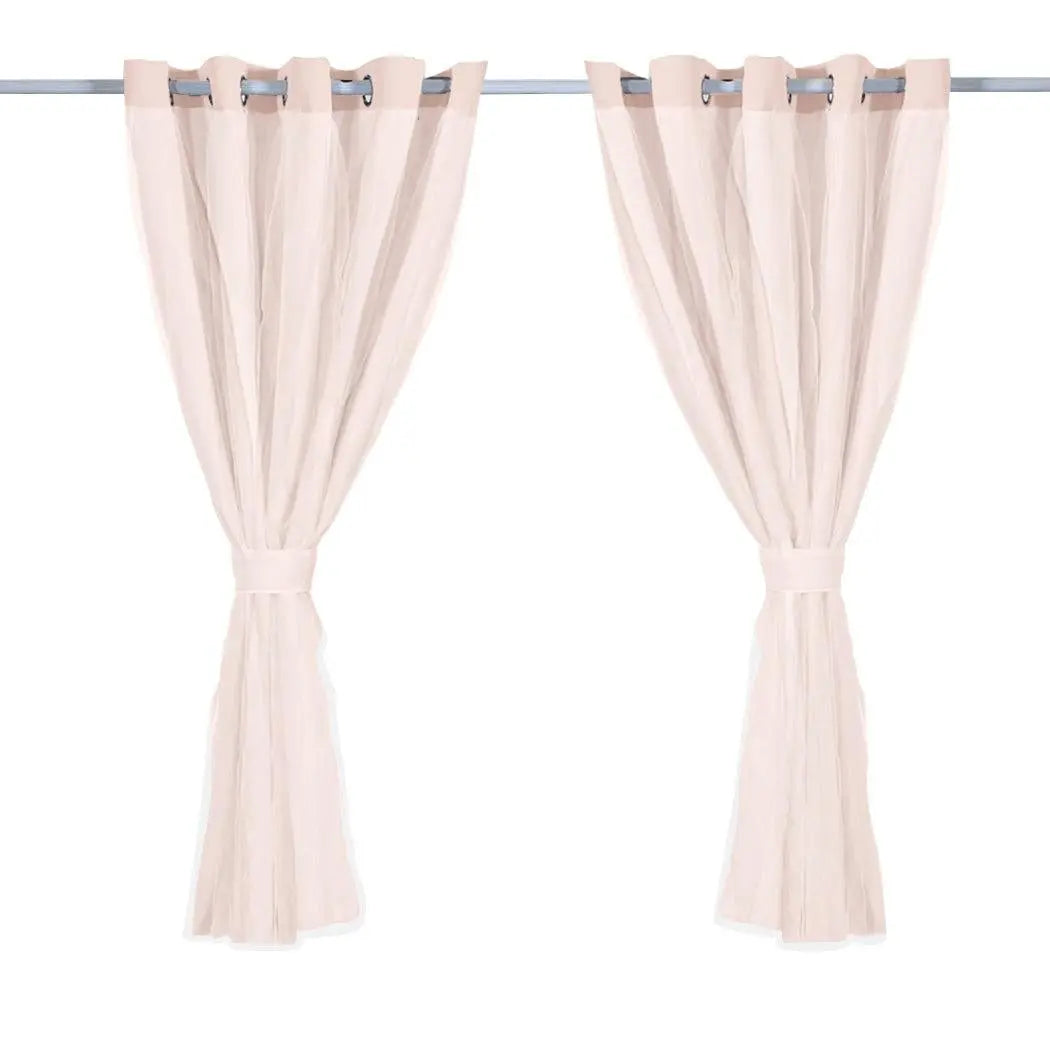 2x Blockout Curtains Panels 3 Layers with Gauze Room Darkening 180x230cm Rose Deals499