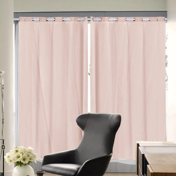 2x Blockout Curtains Panels 3 Layers with Gauze Room Darkening 180x230cm Rose Deals499