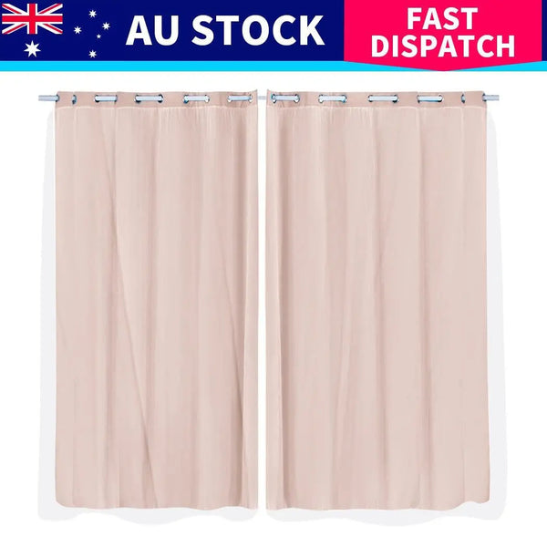 2x Blockout Curtains Panels 3 Layers with Gauze Room Darkening 180x230cm Rose Deals499