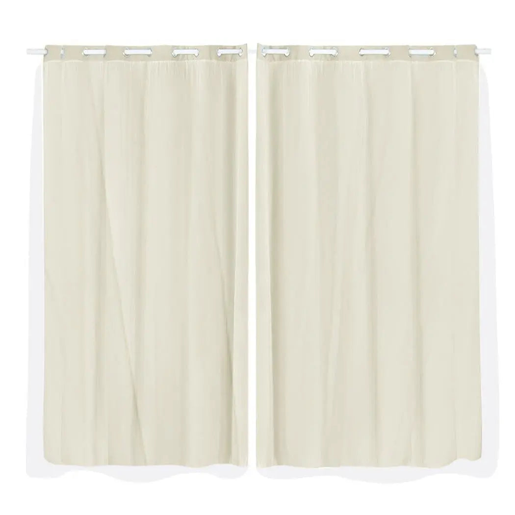 2x Blockout Curtains Panels 3 Layers with Gauze Room Darkening 180x230cm Sand Deals499