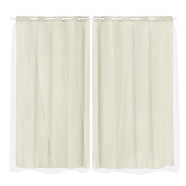 2x Blockout Curtains Panels 3 Layers with Gauze Room Darkening 180x230cm Sand Deals499