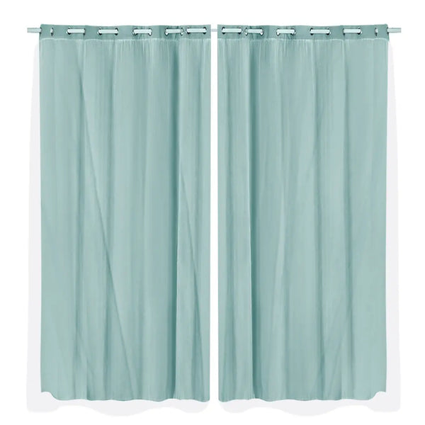 2x Blockout Curtains Panels 3 Layers with Gauze Room Darkening 240x213cm Aqua Deals499