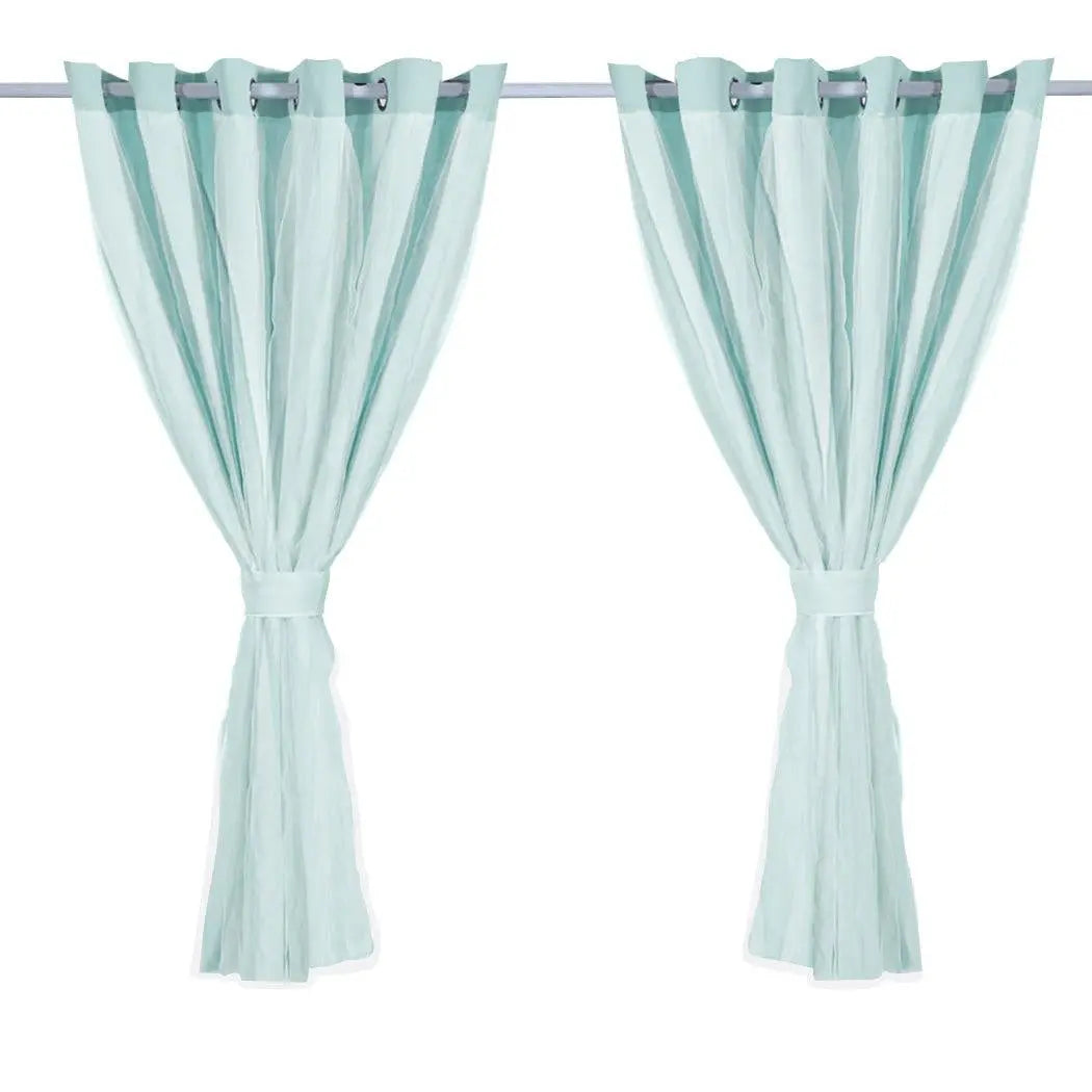 2x Blockout Curtains Panels 3 Layers with Gauze Room Darkening 240x213cm Aqua Deals499