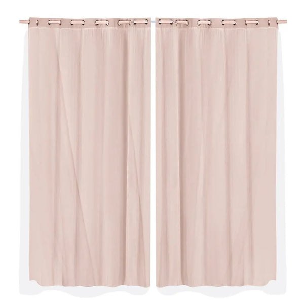 2x Blockout Curtains Panels 3 Layers with Gauze Room Darkening 240x213cm Rose Deals499