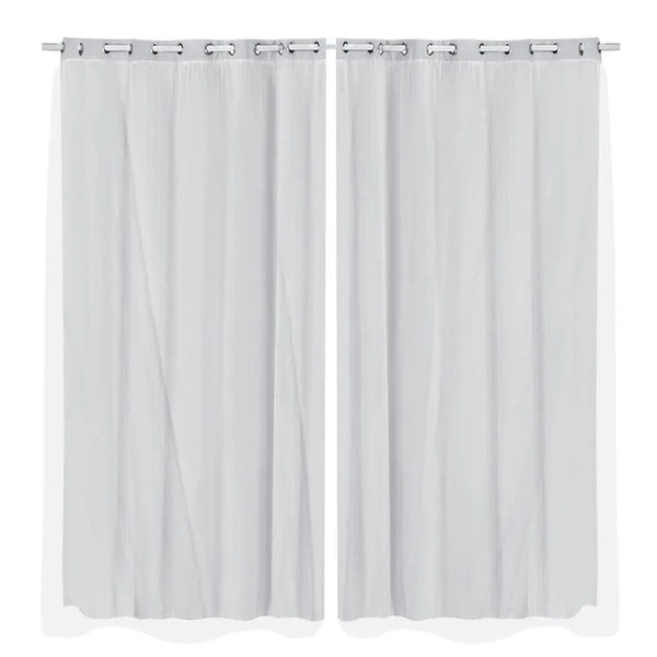 2x Blockout Curtains Panels 3 Layers with Gauze Room Darkening 240x230cm Grey Deals499