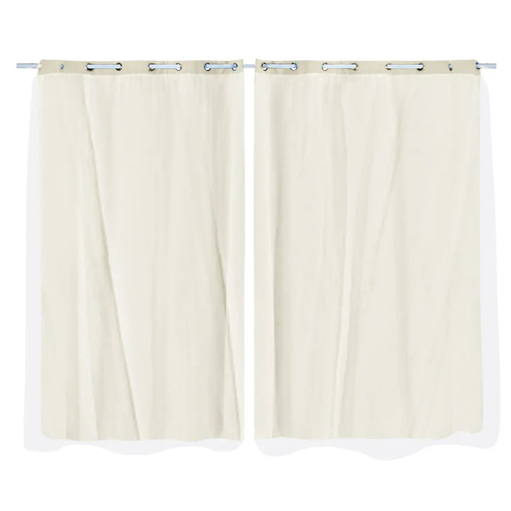 2x Blockout Curtains Panels 3 Layers with Gauze Room Darkening 240x230cm Sand Deals499