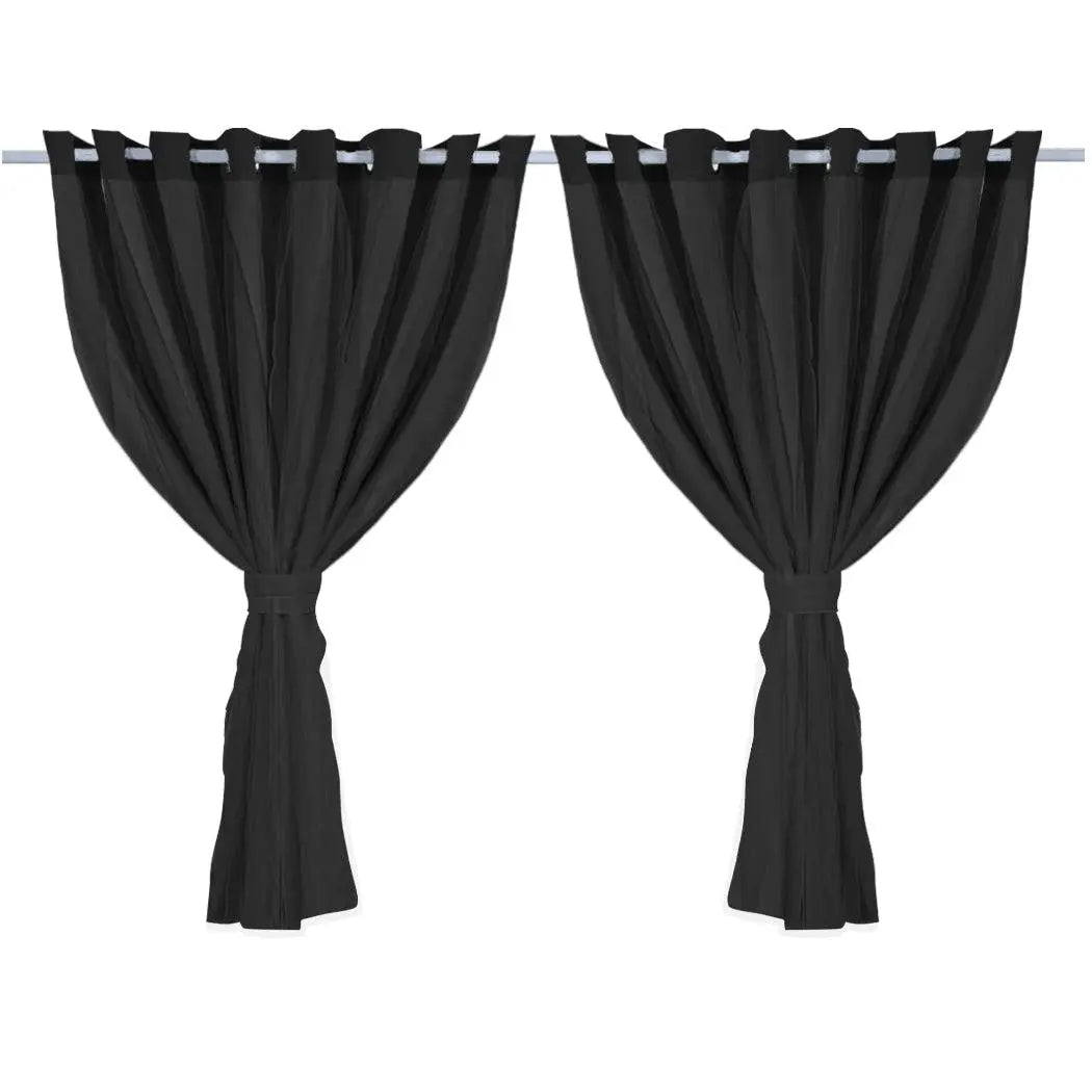 2x Blockout Curtains Panels 3 Layers with Gauze Room Darkening 300x230cm Black Deals499