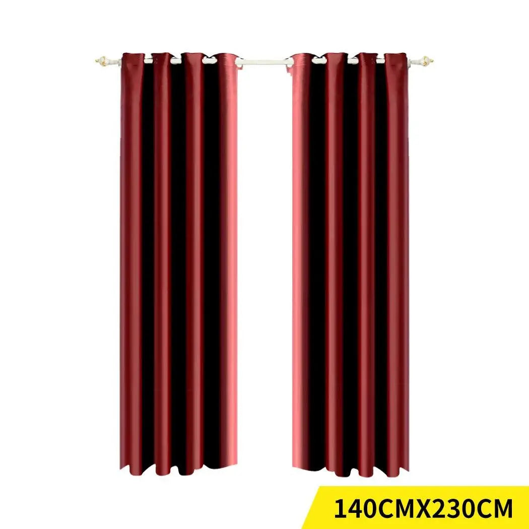 2x Blockout Curtains Panels Blackout 3 Layers Eyelet Room Darkening 140x230cm Deals499