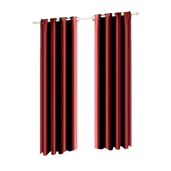 2x Blockout Curtains Panels Blackout 3 Layers Eyelet Room Darkening 140x230cm Deals499