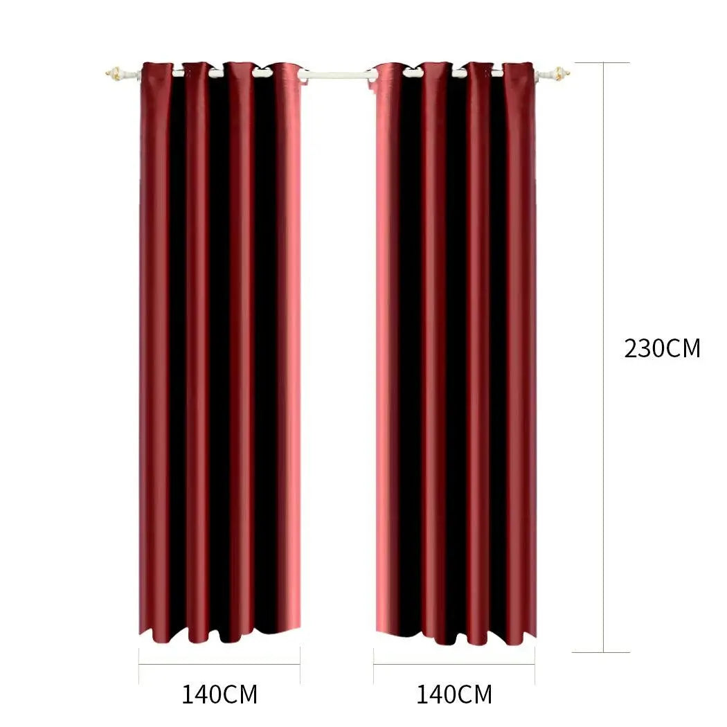 2x Blockout Curtains Panels Blackout 3 Layers Eyelet Room Darkening 140x230cm Deals499