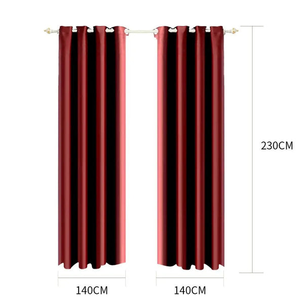 2x Blockout Curtains Panels Blackout 3 Layers Eyelet Room Darkening 140x230cm Deals499