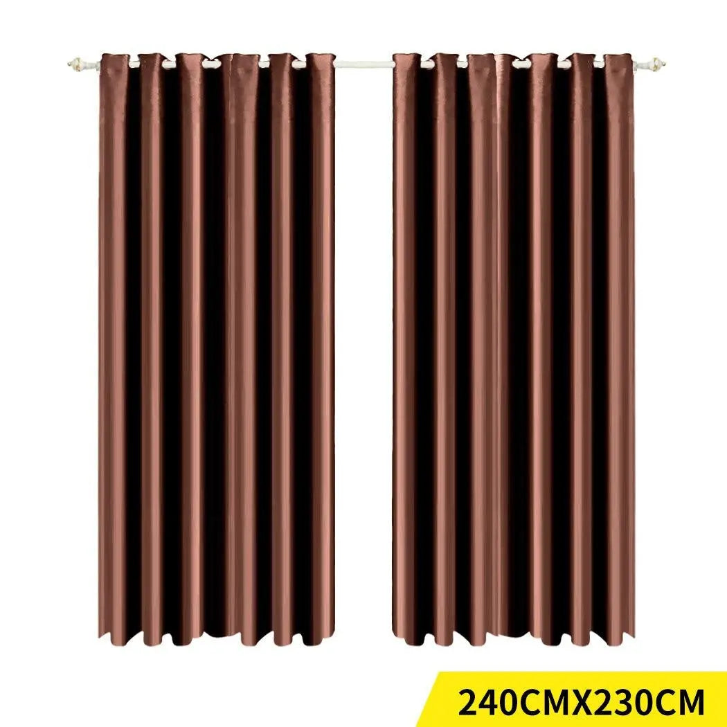 2x Blockout Curtains Panels Blackout 3 Layers Eyelet Room Darkening 240x230cm Deals499