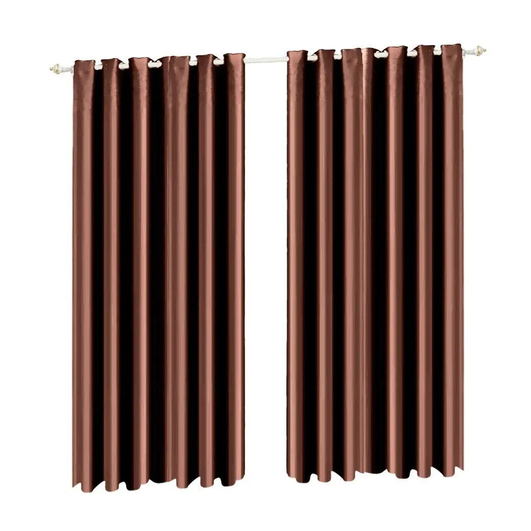 2x Blockout Curtains Panels Blackout 3 Layers Eyelet Room Darkening 240x230cm Deals499