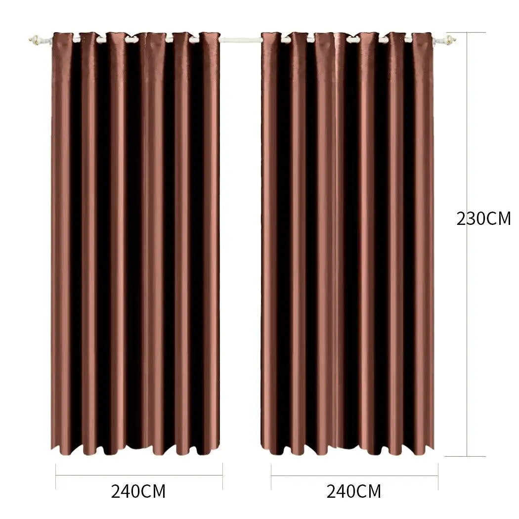 2x Blockout Curtains Panels Blackout 3 Layers Eyelet Room Darkening 240x230cm Deals499