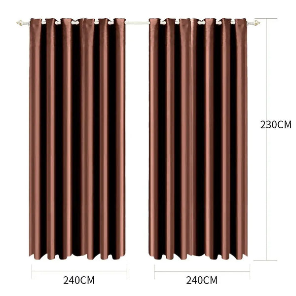 2x Blockout Curtains Panels Blackout 3 Layers Eyelet Room Darkening 240x230cm Deals499