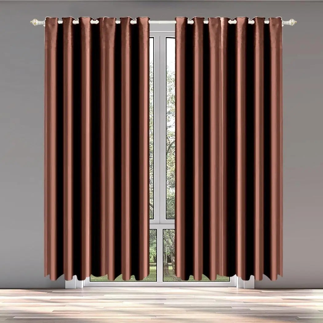 2x Blockout Curtains Panels Blackout 3 Layers Eyelet Room Darkening 240x230cm Deals499