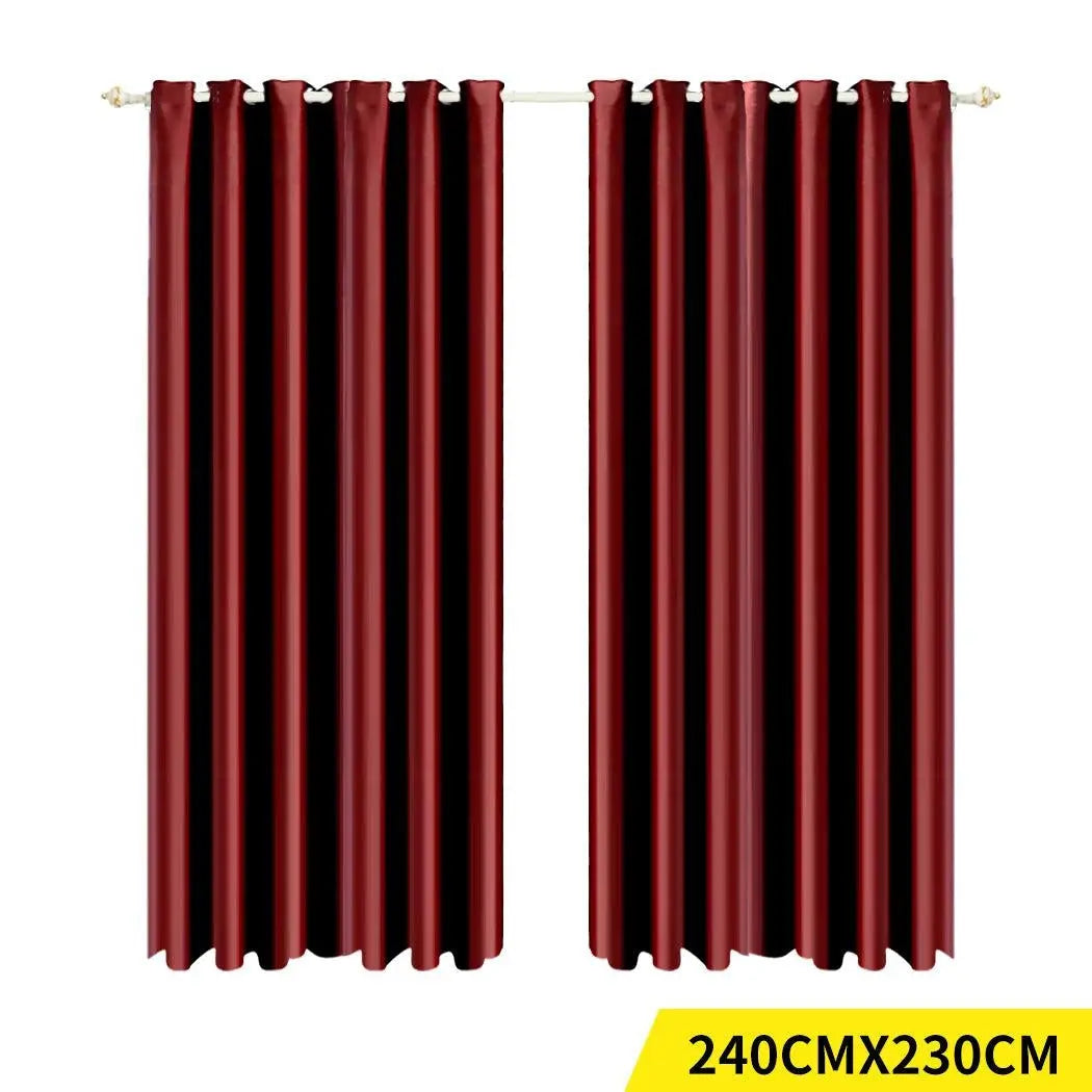 2x Blockout Curtains Panels Blackout 3 Layers Eyelet Room Darkening 240x230cm Deals499