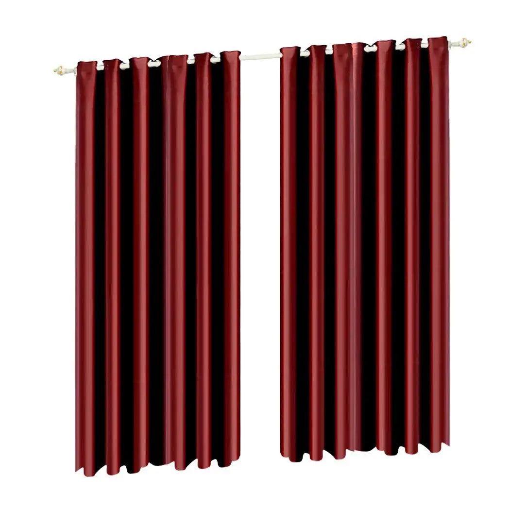 2x Blockout Curtains Panels Blackout 3 Layers Eyelet Room Darkening 240x230cm Deals499