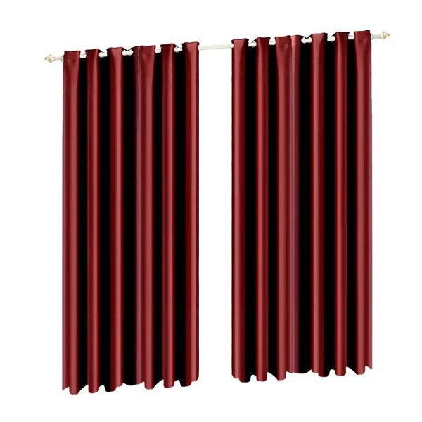 2x Blockout Curtains Panels Blackout 3 Layers Eyelet Room Darkening 240x230cm Deals499