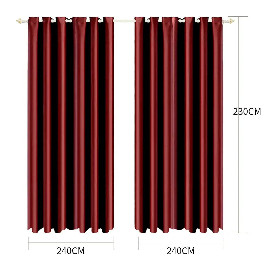 2x Blockout Curtains Panels Blackout 3 Layers Eyelet Room Darkening 240x230cm Deals499