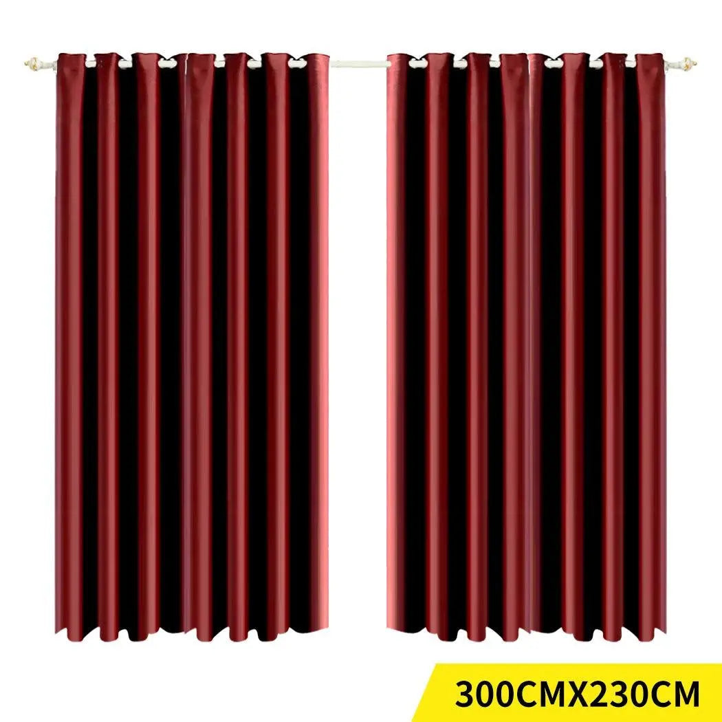 2x Blockout Curtains Panels Blackout 3 Layers Eyelet Room Darkening 300x230cm Deals499