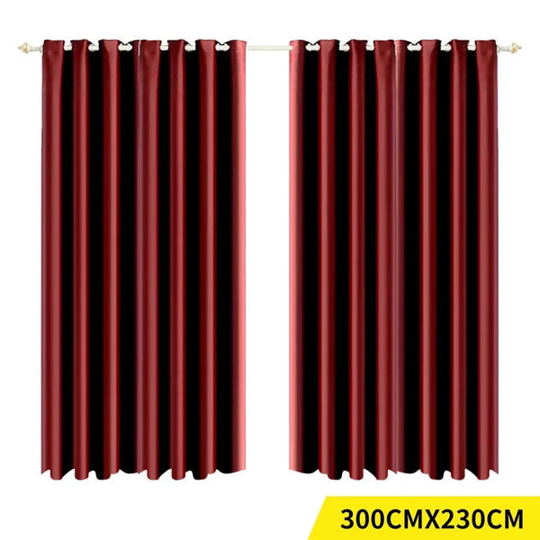 2x Blockout Curtains Panels Blackout 3 Layers Eyelet Room Darkening 300x230cm Deals499