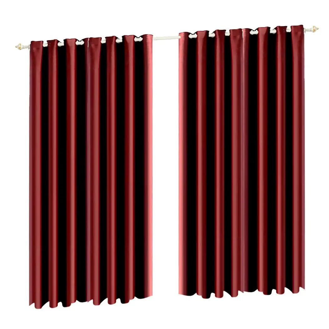 2x Blockout Curtains Panels Blackout 3 Layers Eyelet Room Darkening 300x230cm Deals499