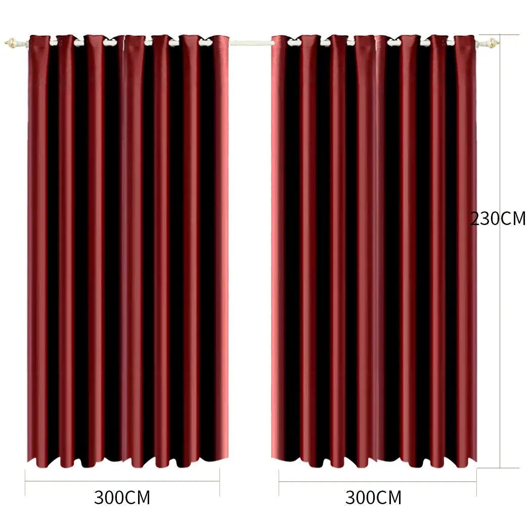 2x Blockout Curtains Panels Blackout 3 Layers Eyelet Room Darkening 300x230cm Deals499