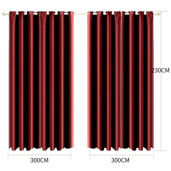 2x Blockout Curtains Panels Blackout 3 Layers Eyelet Room Darkening 300x230cm Deals499