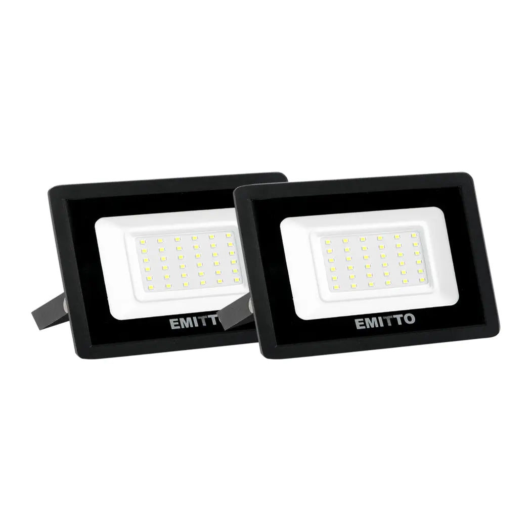 2x Emitto LED Flood Light 30W Outdoor Floodlights Lamp 220V-240V Cool White Deals499