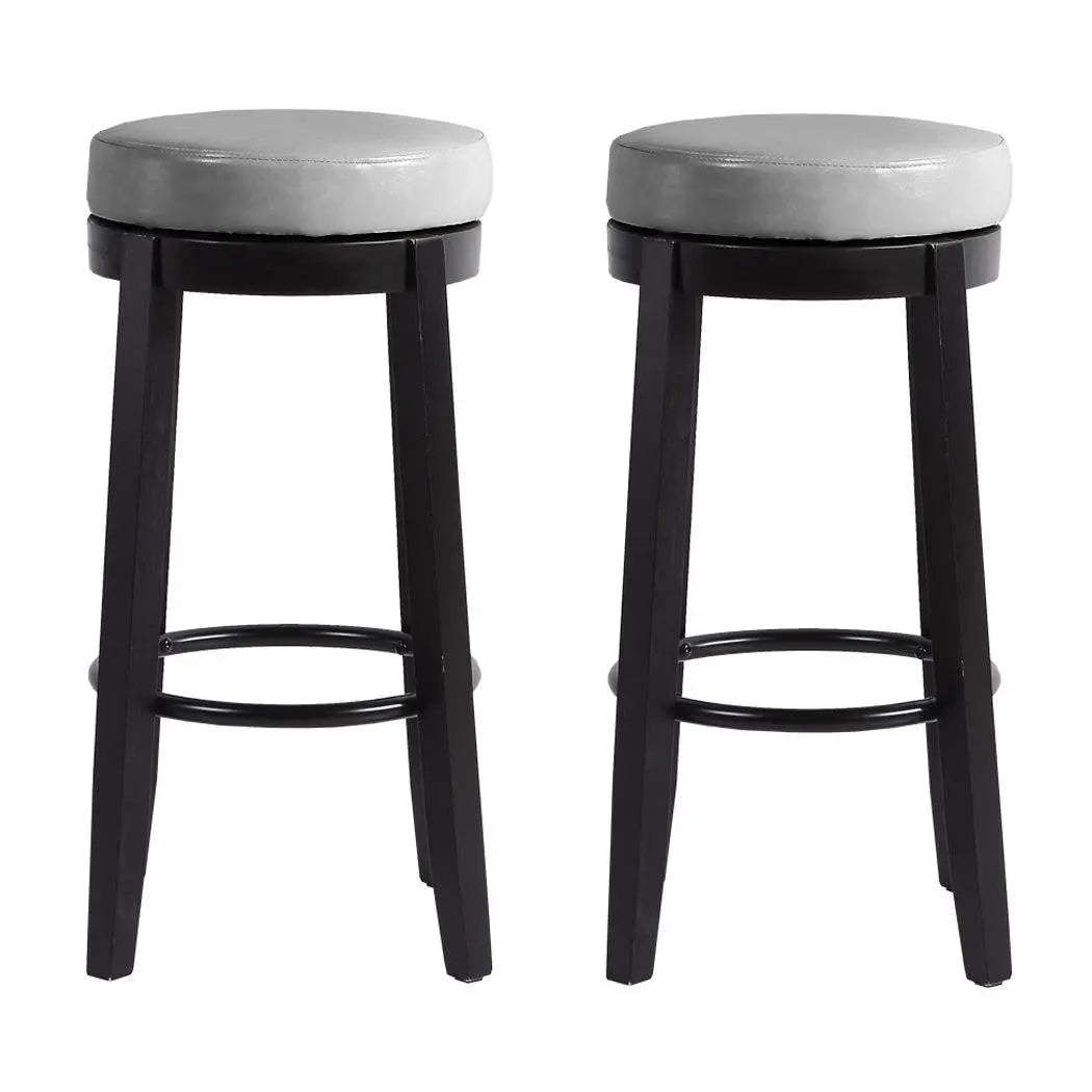 2x Levede 75cm Swivel Bar Stool Kitchen Stool Wood Barstools Dining Chair Grey Deals499