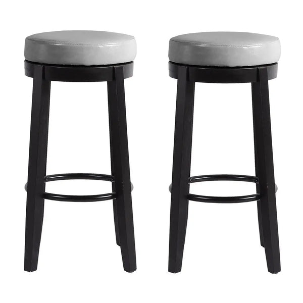 2x Levede 75cm Swivel Bar Stool Kitchen Stool Wood Barstools Dining Chair Grey Deals499