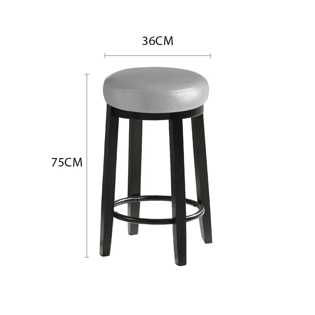 2x Levede 75cm Swivel Bar Stool Kitchen Stool Wood Barstools Dining Chair Grey Deals499