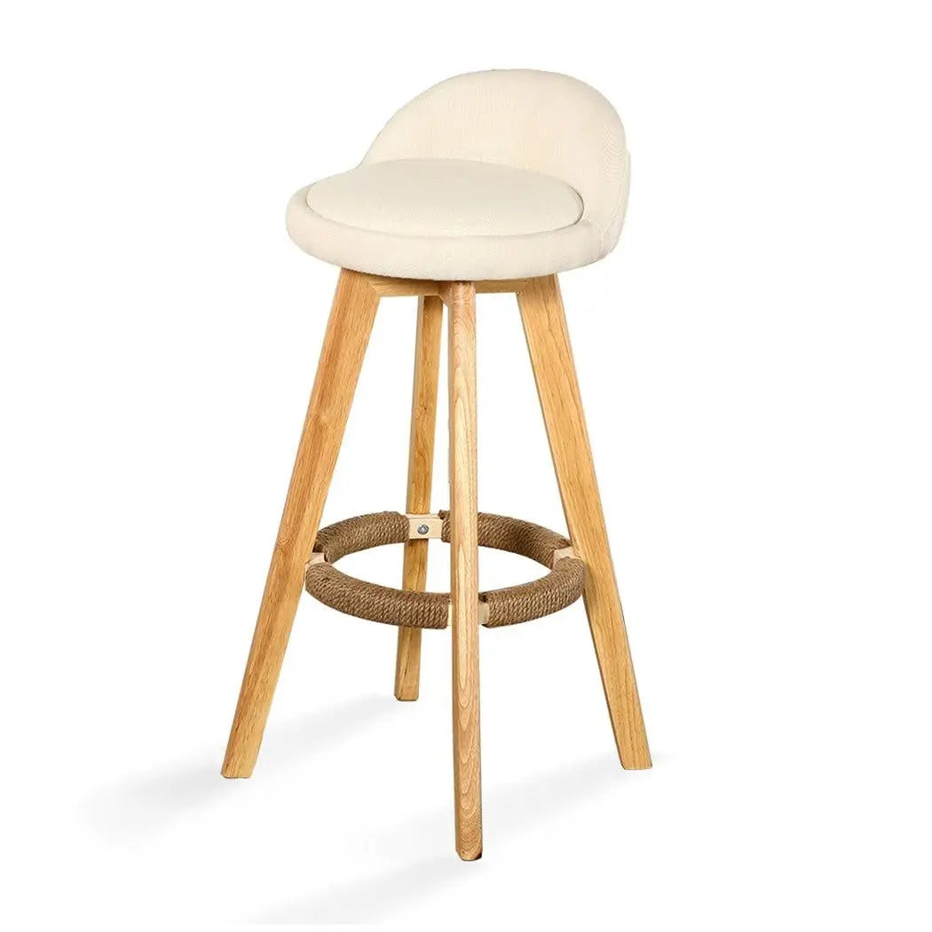 2x Levede Fabric Swivel Bar Stool Kitchen Stool Dining Chair Barstools Cream Deals499