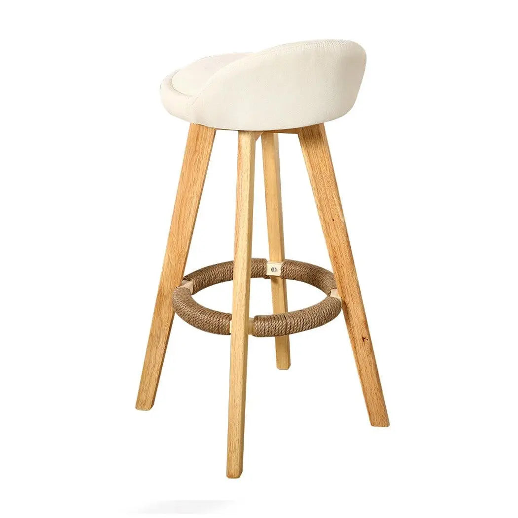 2x Levede Fabric Swivel Bar Stool Kitchen Stool Dining Chair Barstools Cream Deals499