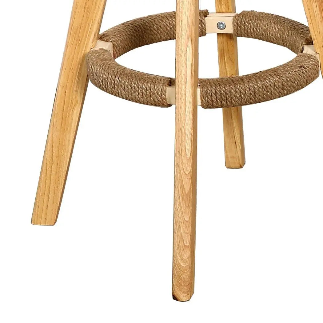 2x Levede Fabric Swivel Bar Stool Kitchen Stool Dining Chair Barstools Cream Deals499