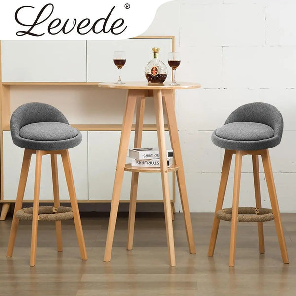2x Levede Fabric Swivel Bar Stool Kitchen Stool Dining Chair Barstools Grey Deals499