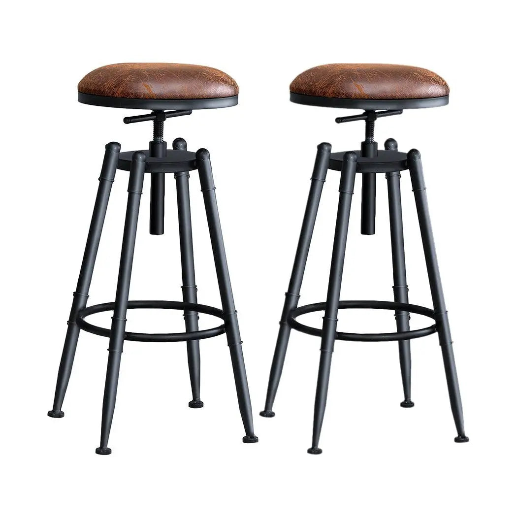 2x Levede Rustic Industrial Bar Stool Kitchen Stool Barstool Swivel Dining Chair Deals499