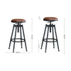 2x Levede Rustic Industrial Bar Stool Kitchen Stool Barstool Swivel Dining Chair Deals499