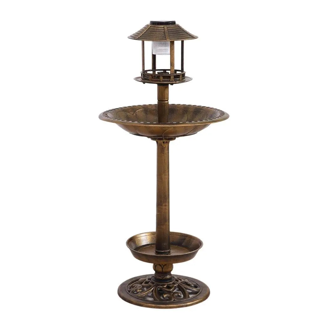 2x Ornamental Garden Decor Bird Bath Feeding Station Food Feeder Solar Light Deals499