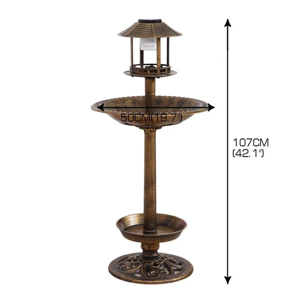 2x Ornamental Garden Decor Bird Bath Feeding Station Food Feeder Solar Light Deals499