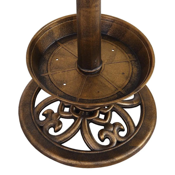 2x Ornamental Garden Decor Bird Bath Feeding Station Food Feeder Solar Light Deals499