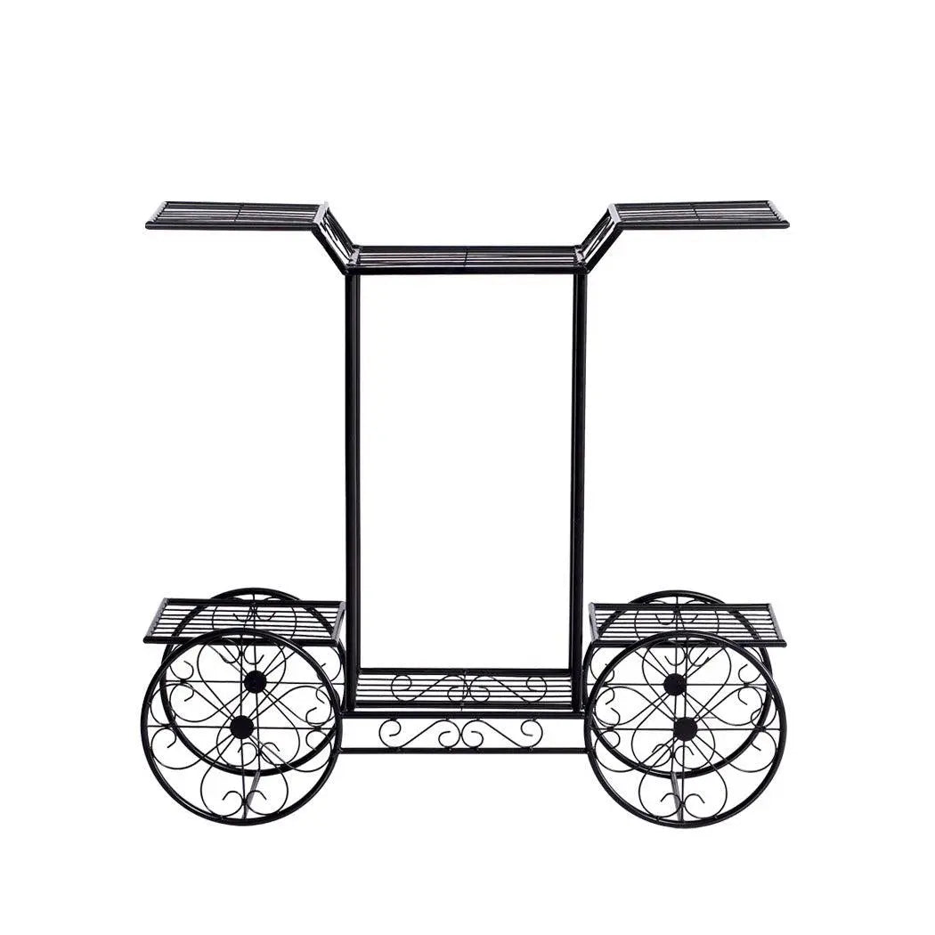2x Plant Stand Outdoor Indoor Pot Garden Decor Flower Rack Wrought Iron 4Wheeler Deals499