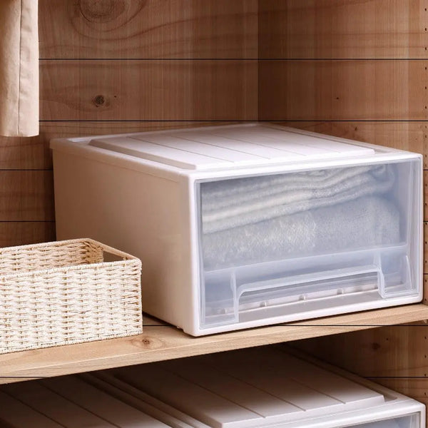 2x Plastic Wide Drawer Shoes Storage Boxes Stackable Clothes Kids Toys Organiser Deals499