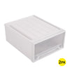 2x Plastic Wide Drawer Shoes Storage Boxes Stackable Clothes Kids Toys Organiser Deals499