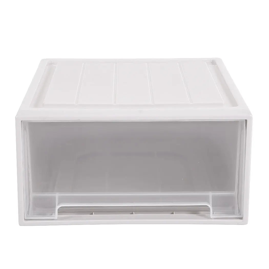 2x Plastic Wide Drawer Shoes Storage Boxes Stackable Clothes Kids Toys Organiser Deals499