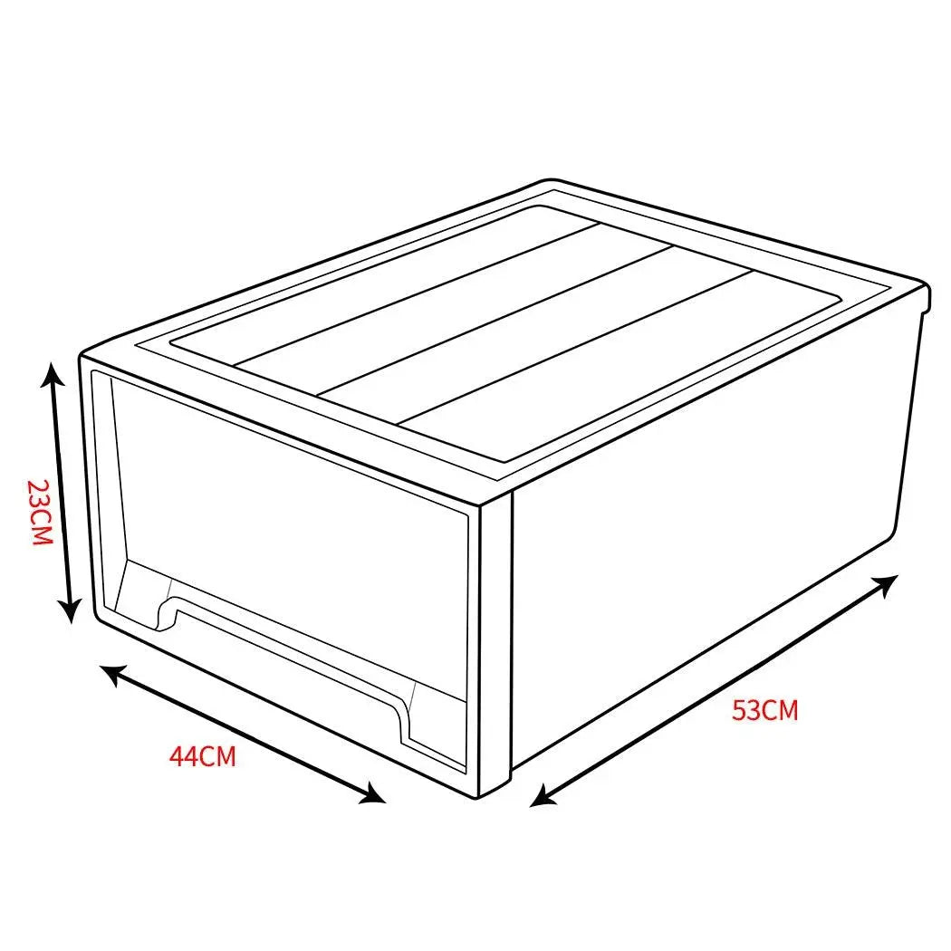 2x Plastic Wide Drawer Shoes Storage Boxes Stackable Clothes Kids Toys Organiser Deals499