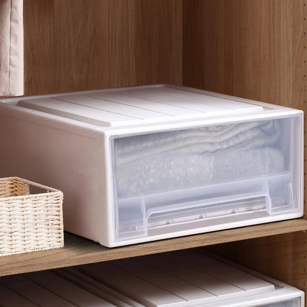 2x Plastic Wide Drawer Shoes Storage Boxes Stackable Clothes Kids Toys Organiser Deals499