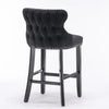 2x Velvet Upholstered Button Tufted Bar Stools with Wood Legs and Studs-Black Deals499
