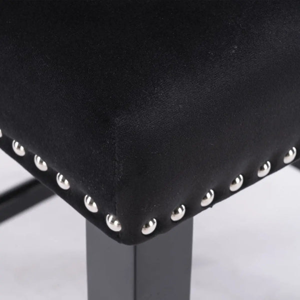 2x Velvet Upholstered Button Tufted Bar Stools with Wood Legs and Studs-Black Deals499